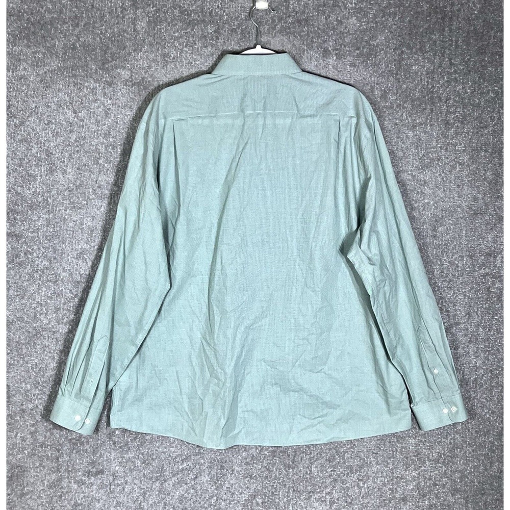 Tommy Hilfiger Shirt Mens Size 18 Slim Fit Button Up‎ Green Mini Check Cotton - Picture 2 of 10